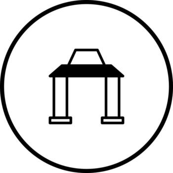 sencillo ilustración de un arco estructura dentro un circulo Proporcionar un minimalista arquitectónico diseño vector