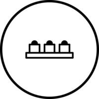 Simple schematic illustration of three-domed buildings within a circle conveying architectural representation and geometric balance vector