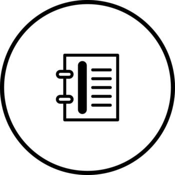 sencillo cuaderno icono diseño presentando un blanco página y espiral Unión desplegado en circular emblema vector