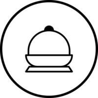 Simple line drawing of a serving dome cover inside a circle great for menus brochures invitations vector