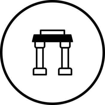 Simple graphic illustration of a gateway entrance icon inside circular frame isolated on white background vector