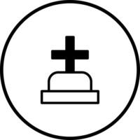 Simple gravestone icon design in a circle representing death religion and spirituality remembering loved ones vector