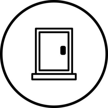 sencillo puerta icono en circulo representando acceso Entrada y oportunidad para cambio con estilo y minimalismo vector