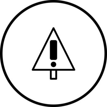 Simple circular warning sign design with a triangle caution symbol representing potential hazards and dangers vector