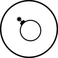 Simple bomb icon illustration in black and white on a circular background graphic element emblem and modern design vector