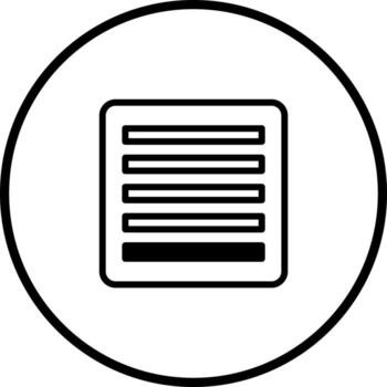 Simple black and white list icon showcasing organized content within a circular frame for design projects vector