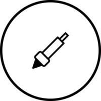 Simple black and white graphic of a pen inside of circle provides a clean and minimalistic design element vector