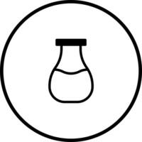 Simple and minimalist icon design showcasing a chemical flask or laboratory bottle inside circular frame, design element vector