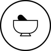 Minimalist illustration featuring a mortar and pestle within a circle design suitable for wellness apps vector