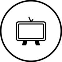 Minimalist television illustration within circle showcasing broadcasting technology and media communication channel for entertainment content vector