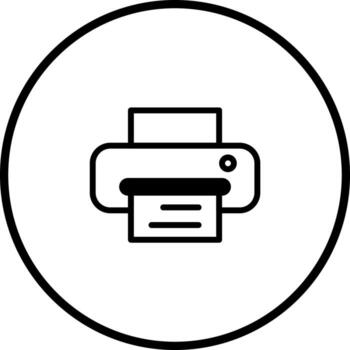Minimalist printer icon design representing office equipment and technological printing solutions available for document production and sharing vector