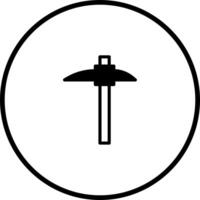 Minimalist pickaxe illustration depicts mining equipment used in excavation within a circular design emblem vector