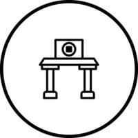 Minimalist office desk icon featuring a monitor symbol for office work and technology solutions illustration vector