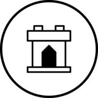 Iconic chimney design within circle illustration portraying warmth home structure architecture and residential heating solution vector