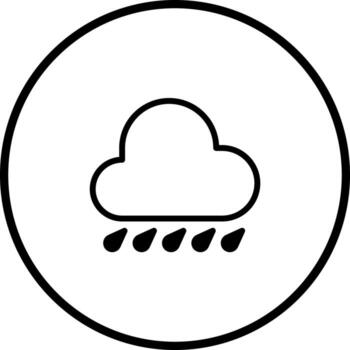 Cloud with raindrops icon showcasing weather conditions forecast isolated within circle shape representing weather and climate vector