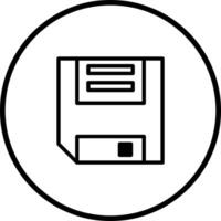 Classic floppy disk icon art representing outdated storage media and circular frame art vector