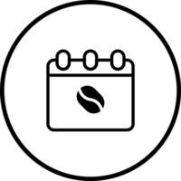 Calendar with coffee bean icon depicting daily coffee routine or coffee shop event notification emblem vector