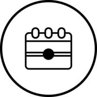 Calendar icon illustration showing dates and schedule events for appointments with black outline circular shape vector