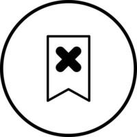 Bookmark icon with cross inside a circle represents removal or deletion from saved list simple design vector