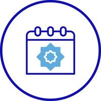 Minimalist design of an islamic calendar icon within a circular border illustrating religious dates vector