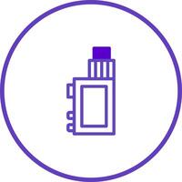 Minimalist design of an electronic cigarette icon within a purple circle creates modern aesthetic and clean style vector