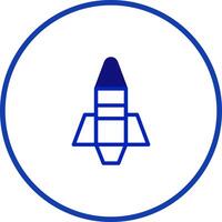Minimalist design featuring a stylized blue rocket ship ready for launch signifying space exploration and innovation vector