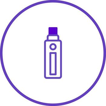 Isolated e-cigarette design electronic smoking device in outline style with circle surrounding simple illustration concept vector