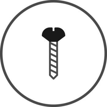 Isolated black and white icon of a screw inside a circle symbolizing construction element on white background vector