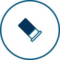 Isolated ammunition cartridge icon in a circular frame representing a graphic illustration with safety vector