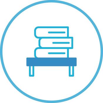 Illustration of a stack of books on a table inside a circular frame design for education vector