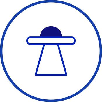 Illustration of a spaceship in a minimalist design surrounded by a circular border on white vector