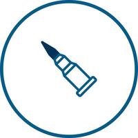 Illustration of a rifle bullet within a circular frame representing ammunition or military concept for projects vector