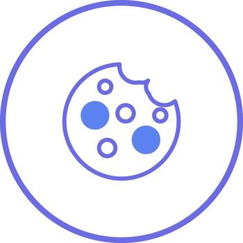 Illustration of a partially eaten cookie showing a bite mark and dotted design in a circle vector