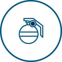 Illustration of a grenade in a blue circle representing explosive device military ordnance weapon icon and war vector