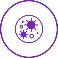 Illustration of a circular bacterial infection symbol showcasing purple bacteria germs and viruses in a rounded frame vector