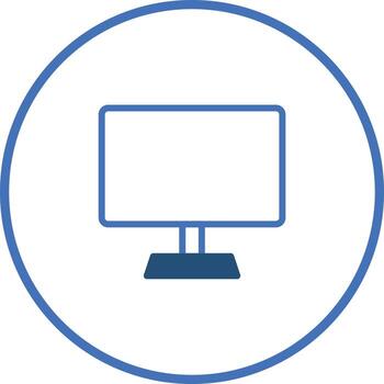 Illustration of a blue computer monitor with a stand inside a blue circle minimalistic design concept vector