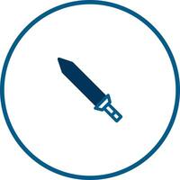 Icon of a sword in a simple blue line art circle for various illustrations and design projects vector