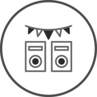 Icon illustrating sound system with speakers and garland for party celebration event minimal design vector