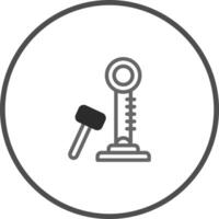 High striker strength test game with mallet shows amusement symbol icon design and circle frame vector