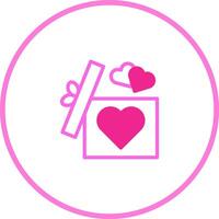 Heart themed gift box with two floating hearts and open lid for expressing love icon vector