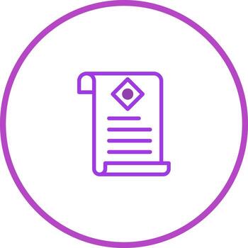 elegante lineal Desplazarse icono diseño representando información darse cuenta o anuncio documento con un minimalista estilo púrpura color vector