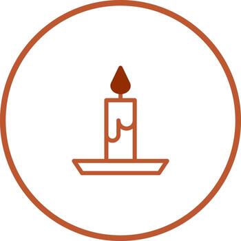 Elegant candle icon design with a warm flame and minimalist art in a circle frame vector