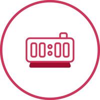 Digital alarm clock displaying midnight surrounded by a circle in minimal style design illustration vector