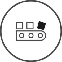 Conveyor belt carrying boxes icon representing automation logistics supply chain and industrial production processes concept vector