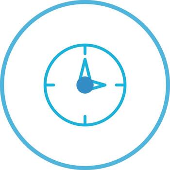 Conceptual blue clock icon depicting punctuality time management deadline and hourly tracking of efficiency for productivity vector