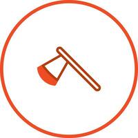 Axe icon line art illustration in a circle frame for woodworking logo design vector