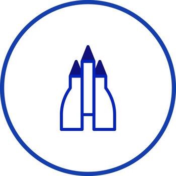 Abstract rocket icon in a blue circle representing innovation future and technological advancement in space exploration vector