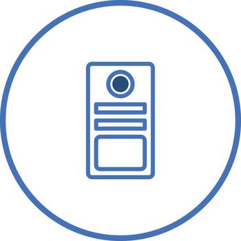 A simple illustration of a computer server inside a blue circle minimal design with detail vector