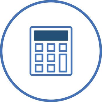A simple calculator icon within a blue circle offering financial calculation and mathematical precision for diverse application purposes and illustration vector