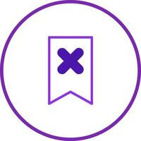 A minimalist purple bookmark icon with a prominent cross symbol design within a circle border illustration vector